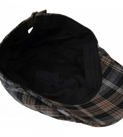 Newsboy Caps Winter Cotton Gatsby Ivy Flat Cap Newsboy Hat Tartan Check LD31225 - Grey - C918Y5E8RML $26.41