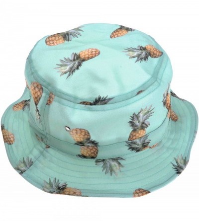Bucket Hats Unisex Cute Print Bucket Hat Summer Fisherman Cap - Pineapple Blue - C211XKDR47X $15.31