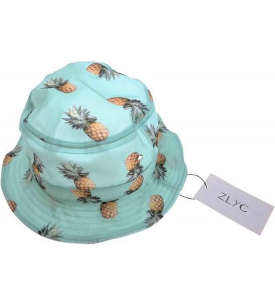 Bucket Hats Unisex Cute Print Bucket Hat Summer Fisherman Cap - Pineapple Blue - C211XKDR47X $15.31