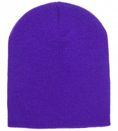 Skullies & Beanies Flexfit Yupoong Knit Beanie Cap - Purple - CW18H9SG2EQ $19.57