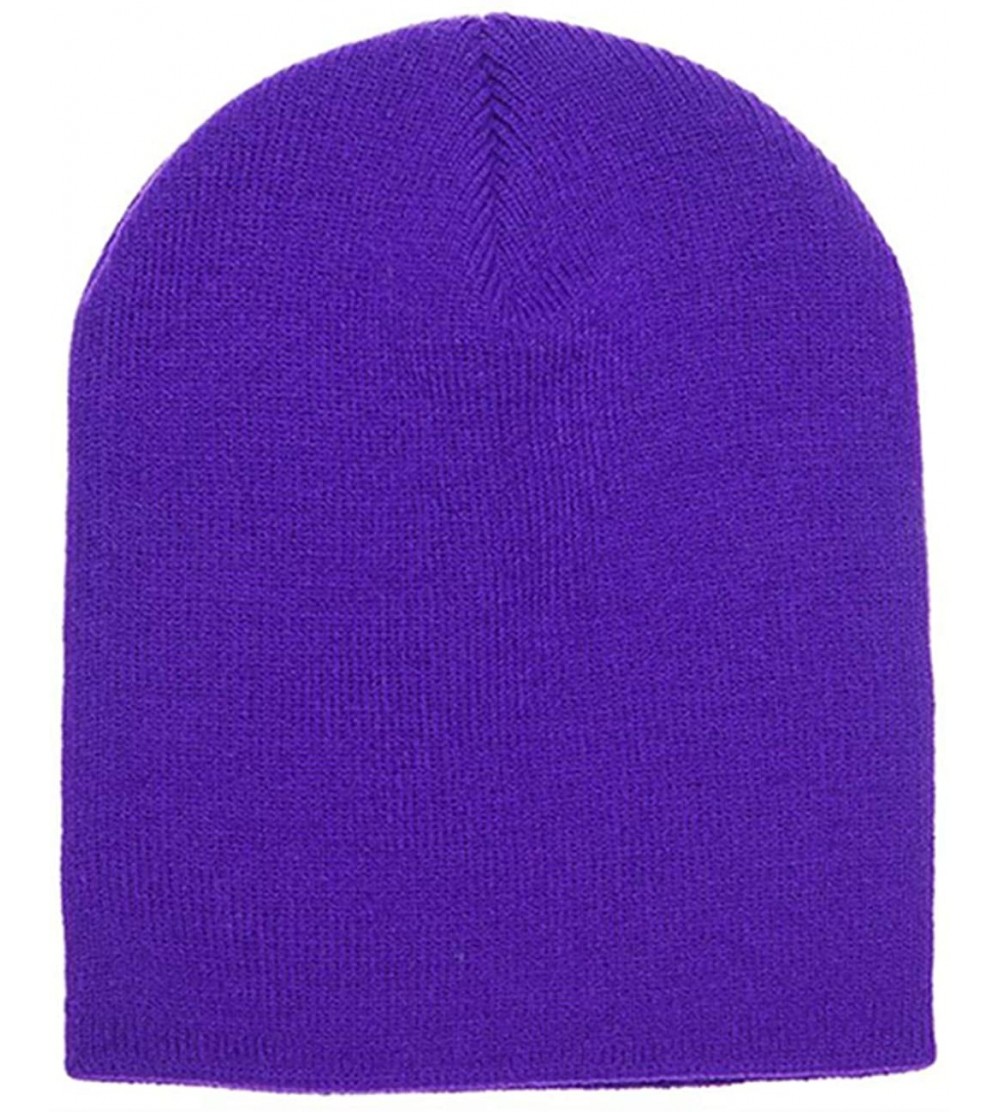 Skullies & Beanies Flexfit Yupoong Knit Beanie Cap - Purple - CW18H9SG2EQ $12.06