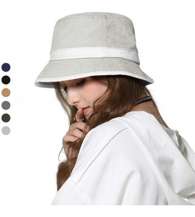 Sun Hats Women Bucket Summer Sun Hat UV Protection UPF 50 + Cotton Cap Wide Brim Beach Holiday Hat Packable - Light Grey - C6...