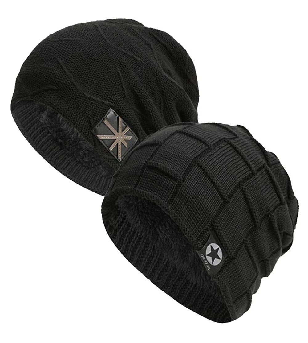 Skullies & Beanies 2 Pack Cotton Beanie Cap Soft Warm Headwear for Men and Women One Size.Momoon - 2pcs Flag Black/Star Black...