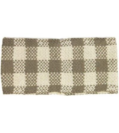 Headbands Women's Winter Knitted Headband Ear Warmer Head Wrap (Flower/Twisted/Checkered) - Checkered-taupe - CW18HD4S4NI $15.37