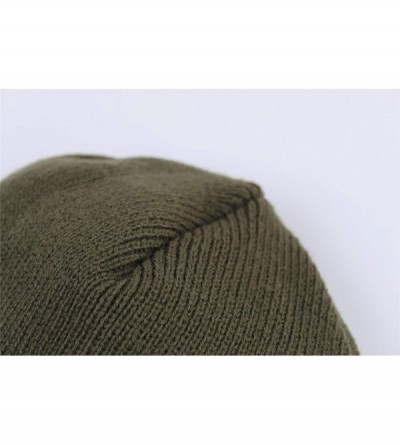 Skullies & Beanies Mens Warm Winter Hats Fleece Lined Earflap Hat Daily Beanie Watch Cap - Army Green - C8192N8T4HZ $10.72