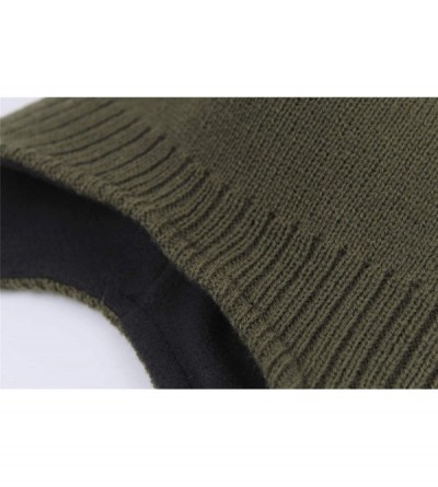 Skullies & Beanies Mens Warm Winter Hats Fleece Lined Earflap Hat Daily Beanie Watch Cap - Army Green - C8192N8T4HZ $10.72