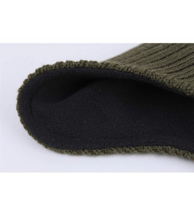 Skullies & Beanies Mens Warm Winter Hats Fleece Lined Earflap Hat Daily Beanie Watch Cap - Army Green - C8192N8T4HZ $10.72