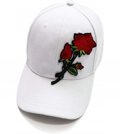 Baseball Caps Rose Embroidered Adjustable Hat- Couples Baseball Sun Visor Cap - White - CO189N6M6DN $10.83