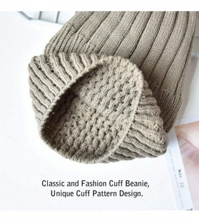 Skullies & Beanies Winter Hats for Women Fur Pom Pom Hats Knitted Cuff Bobble Beanie Warm Wool Ski Cap - CP18AZTRQX7 $9.45