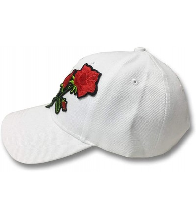 Baseball Caps Rose Embroidered Adjustable Hat- Couples Baseball Sun Visor Cap - White - CO189N6M6DN $10.83