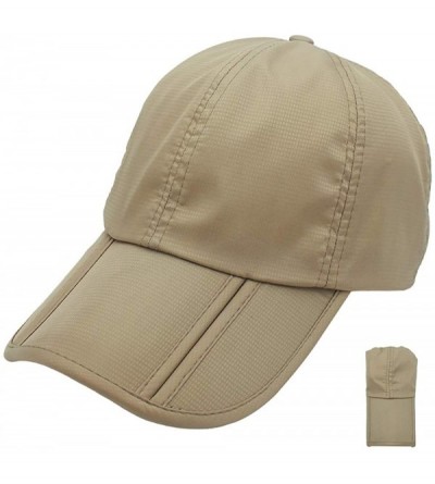 Baseball Caps Men and Women Outdoor Rain Sun Waterproof Quick-Drying Long Brim Collapsible Portable Hat - Khaki - CG124HD3JJV...