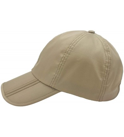 Baseball Caps Men and Women Outdoor Rain Sun Waterproof Quick-Drying Long Brim Collapsible Portable Hat - Khaki - CG124HD3JJV...