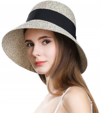 Fedoras Packable Womens Straw Cloche Derby Fedora Summer Wide Brim Sun Hat Floppy Beach 55-60cm - Coffee_69087 - CW18D9LHIAC ...