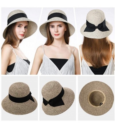 Fedoras Packable Womens Straw Cloche Derby Fedora Summer Wide Brim Sun Hat Floppy Beach 55-60cm - Coffee_69087 - CW18D9LHIAC ...