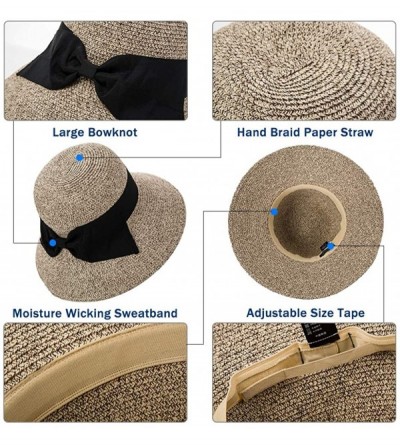 Fedoras Packable Womens Straw Cloche Derby Fedora Summer Wide Brim Sun Hat Floppy Beach 55-60cm - Coffee_69087 - CW18D9LHIAC ...