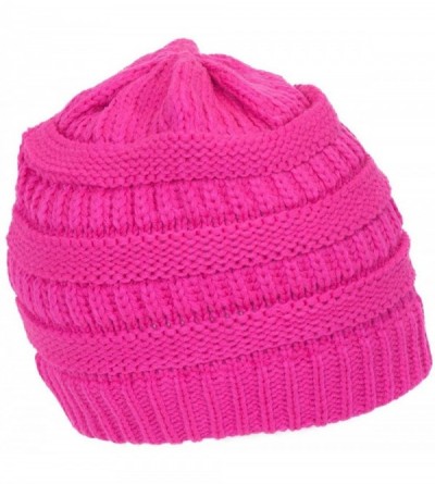 Skullies & Beanies Knit Soft Stretch Beanie Cap - Neon Hot Pink - C612O11BY6R $11.83