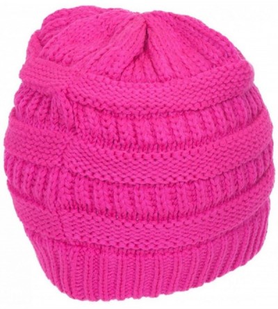 Skullies & Beanies Knit Soft Stretch Beanie Cap - Neon Hot Pink - C612O11BY6R $11.83