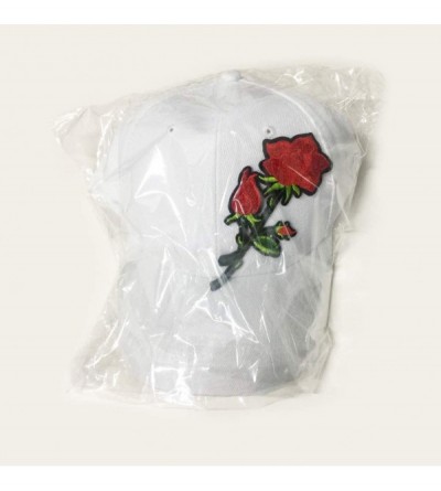 Baseball Caps Rose Embroidered Adjustable Hat- Couples Baseball Sun Visor Cap - White - CO189N6M6DN $10.83