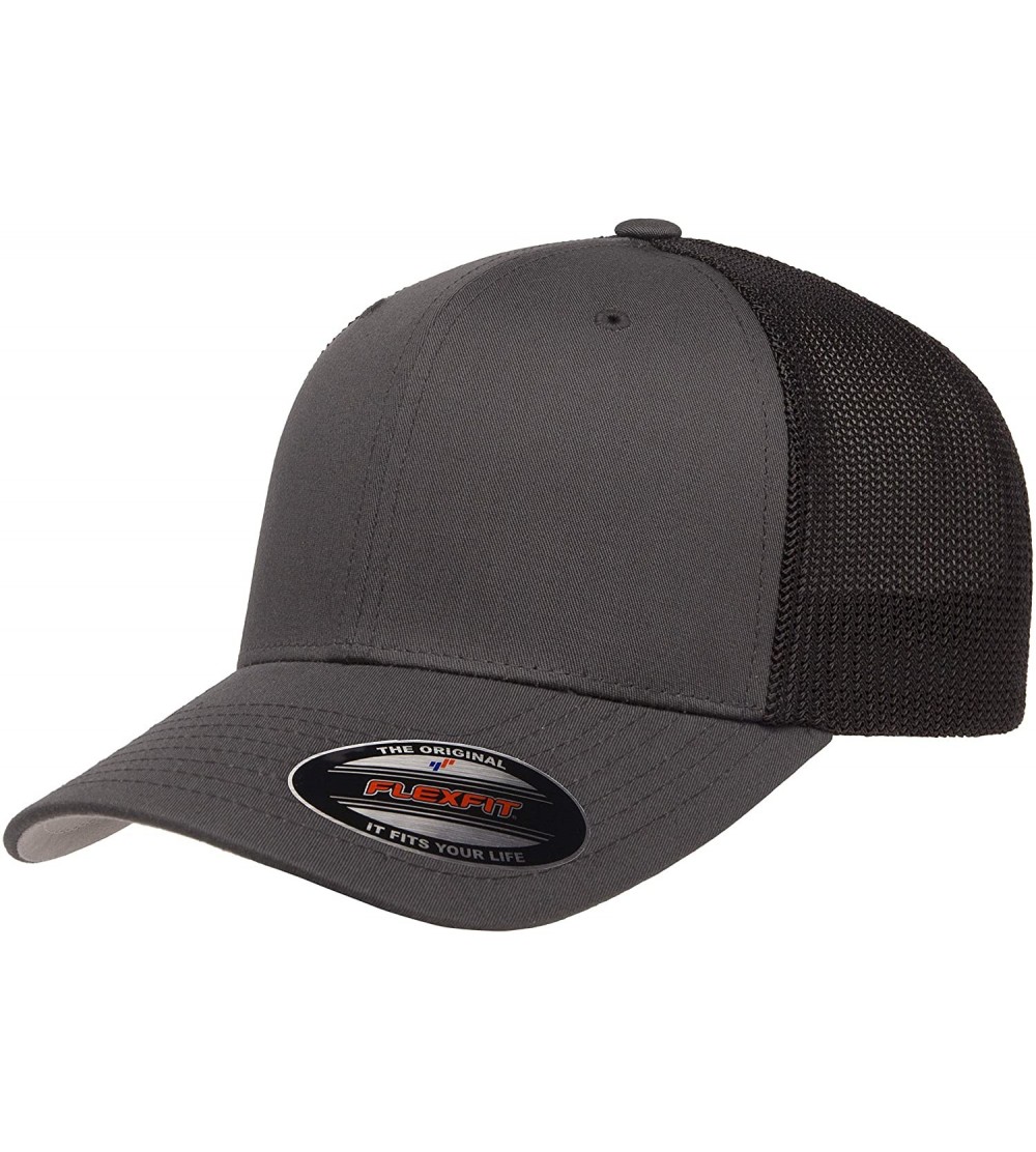 Baseball Caps Trucker Mesh Fitted Cap - Charcoal/Black - CN18WZX2L3T $9.43
