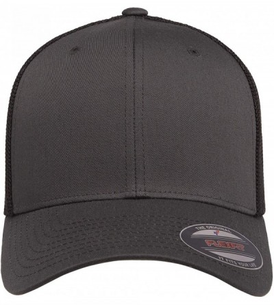 Baseball Caps Trucker Mesh Fitted Cap - Charcoal/Black - CN18WZX2L3T $9.43