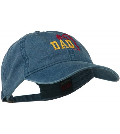 Baseball Caps Number 1 Dad Outline Embroidered Washed Cotton Cap - Blue - CQ11NY2AL3N $21.36