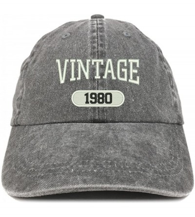 Baseball Caps Vintage 1980 Embroidered 40th Birthday Soft Crown Washed Cotton Cap - Black - CT180WUT6UH $34.85