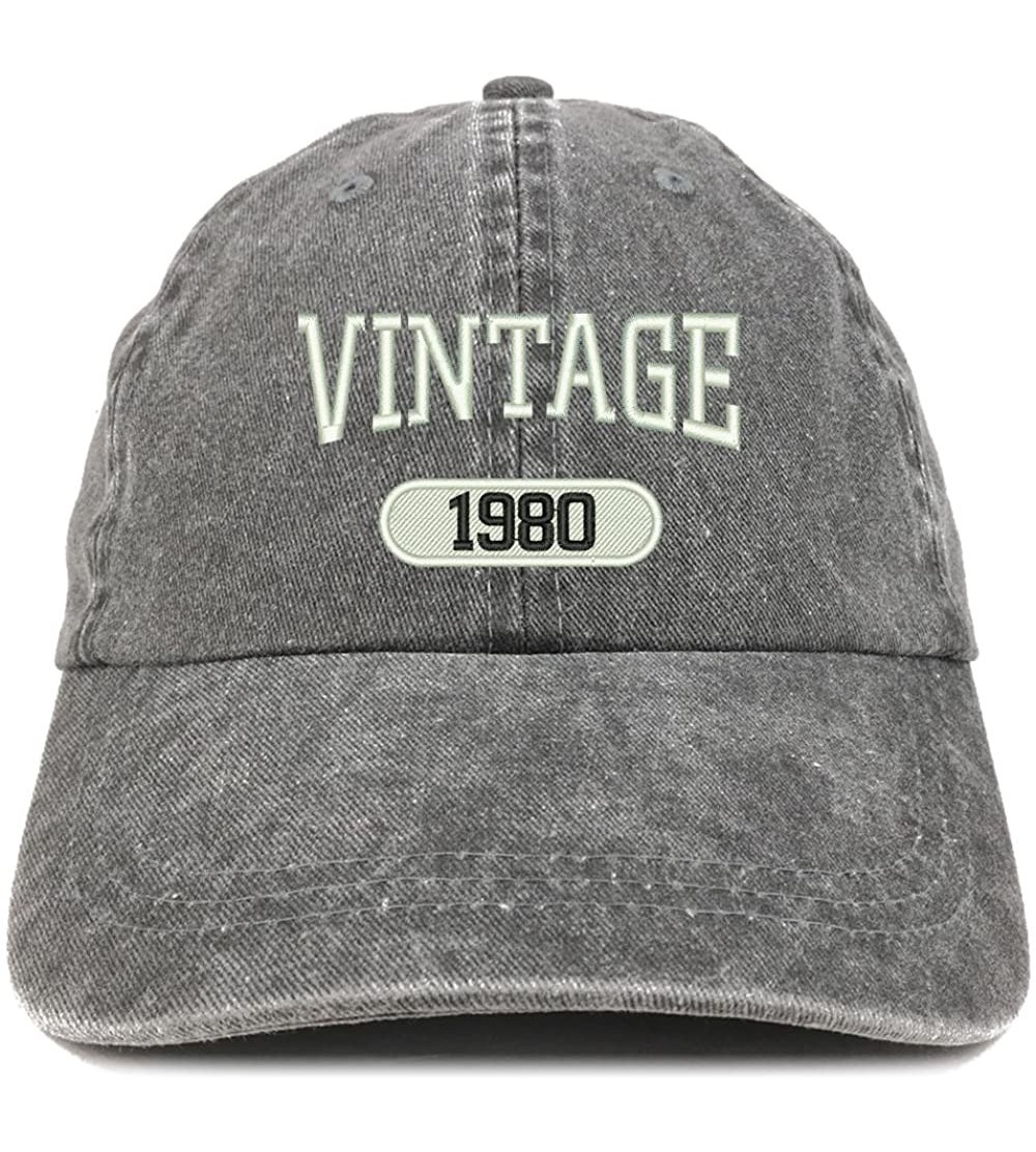 Baseball Caps Vintage 1980 Embroidered 40th Birthday Soft Crown Washed Cotton Cap - Black - CT180WUT6UH $22.18