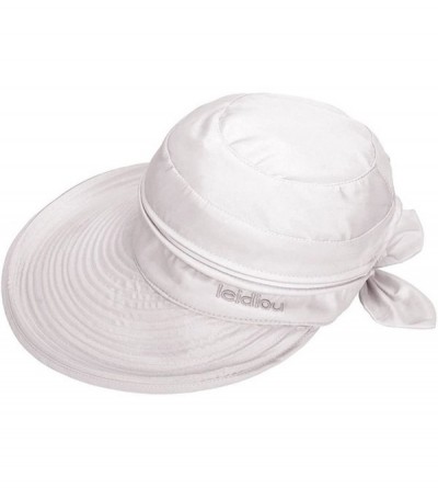 Sun Hats Womens Bow Sun Hats Large Brim Sun Visor Hat Dual Purpose Summer Beach Hat UV Travel Cap - White - CC12J7H2LUP $29.99