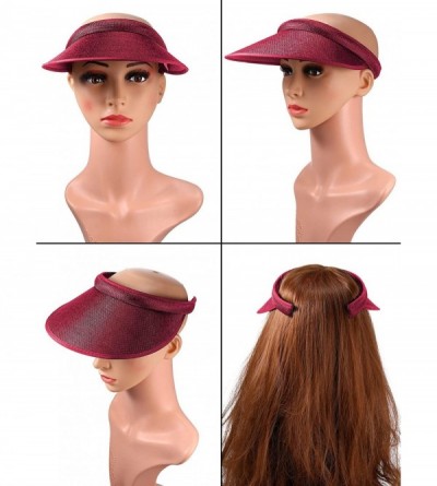 Sun Hats 3 Pieces Sun Visor Hats Summer Wide Brim Clip on Beach Adjustable Large Brim Cap Golf Hat for Women - Color Set 2 - ...