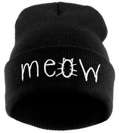 Skullies & Beanies Caps for Women Winter-Winter Knitting Meow Beanie Hat and Snapback Men and Women Hiphop Cap-Girls' Hats & ...