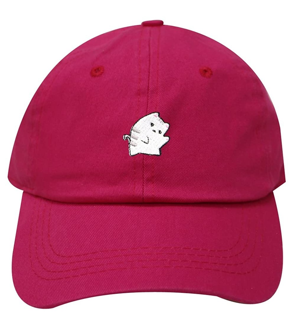 Baseball Caps Cute Cat Cotton Baseball Dad Cap - Fuchsia - C6183LU7G6T $14.98