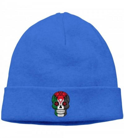 Skullies & Beanies Thick Knit Cap Mens Womens- Sugar Skull Roses Flag Palestine Beanie Hat - Blue - CC18KSEWUCO $12.61