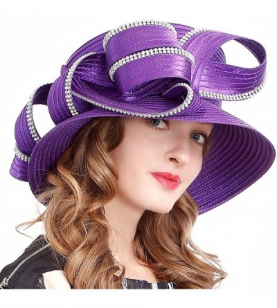 Sun Hats Womens Tea Party Church Baptism Kentucky Derby Dressy Hat - Rhinestone-purple - C218C3IRKZ3 $36.34