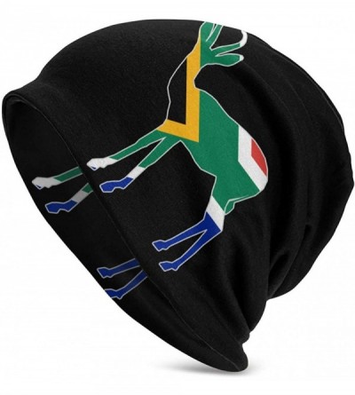 Skullies & Beanies Men's Beanie Hat South Africa Flag Springbok Knit Hat Soft Warm Hats Black - CP18A9MSKOM $21.11