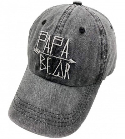Baseball Caps Unisex Mama Bear Denim Hat Adjustable Washed Dyed Cotton Dad Baseball Caps - Papa Bear Embroidered Black - CM19...