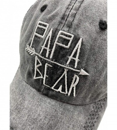 Baseball Caps Unisex Mama Bear Denim Hat Adjustable Washed Dyed Cotton Dad Baseball Caps - Papa Bear Embroidered Black - CM19...