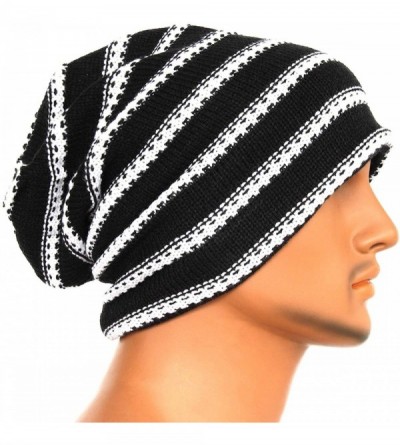 Skullies & Beanies Unisex Adult Winter Warm Slouch Beanie Long Baggy Skull Cap Stretchy Knit Hat Oversized - Black - CA1291FJ...