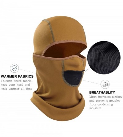 Balaclavas Ski Mask Balaclava-Cold Weather Face Mask Windproof Thicken Warmer Anti-Fog Outdoor Hood - Brown - CL18I6H3MLS $7.91