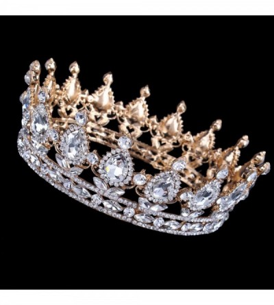 Headbands Vintage Wedding Crystal Rhinestone Crown Bridal Queen King Tiara Crowns-Wine red - Wine red - C318WTHN542 $52.22