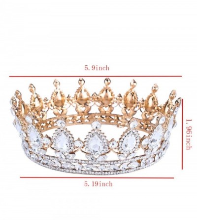 Headbands Vintage Wedding Crystal Rhinestone Crown Bridal Queen King Tiara Crowns-Wine red - Wine red - C318WTHN542 $52.22