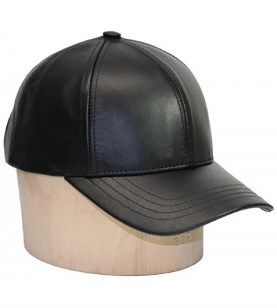 Baseball Caps Genuine Cowhide Leather Adjustable Baseball Cap Made in USA - Black/Gold - CL11XLMECG9 $20.20