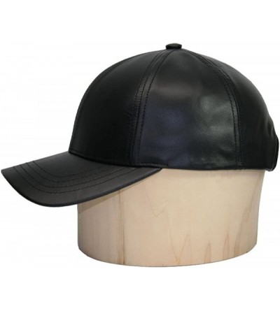 Baseball Caps Genuine Cowhide Leather Adjustable Baseball Cap Made in USA - Black/Gold - CL11XLMECG9 $20.20