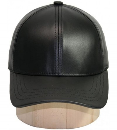 Baseball Caps Genuine Cowhide Leather Adjustable Baseball Cap Made in USA - Black/Gold - CL11XLMECG9 $20.20