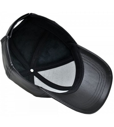 Baseball Caps Genuine Cowhide Leather Adjustable Baseball Cap Made in USA - Black/Gold - CL11XLMECG9 $20.20