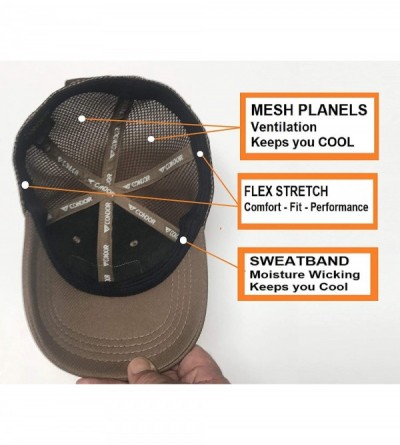 Baseball Caps Condor Flex Mesh Cap (Brown) + PVC Flag & Warrior Patch- Highly Breathable Fitted Tactical Operator Hat - CP188...