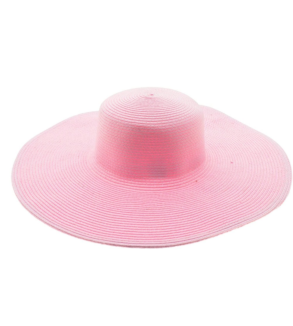 Sun Hats Wide Women Colorful Derby Large Floppy Folderable Straw Beach Hat - Light Pink - CN122QLUQ5B $10.59