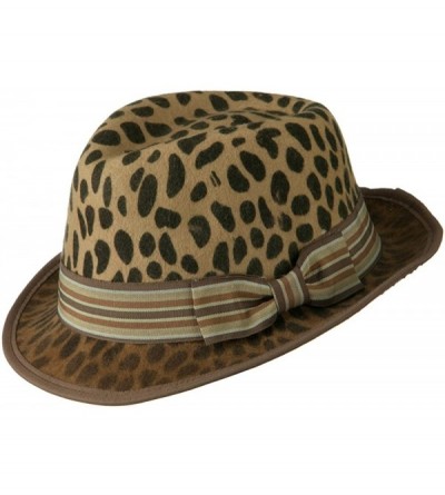 Fedoras Woman's Animal Print Striped Ribbon Fedora Hat - Leopard W18S38F - CT11BKA10ZT $31.62