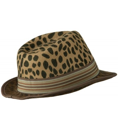 Fedoras Woman's Animal Print Striped Ribbon Fedora Hat - Leopard W18S38F - CT11BKA10ZT $31.62