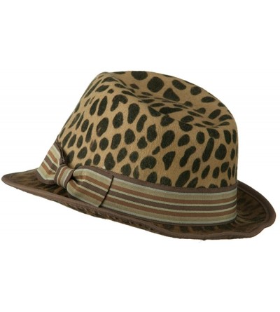 Fedoras Woman's Animal Print Striped Ribbon Fedora Hat - Leopard W18S38F - CT11BKA10ZT $31.62