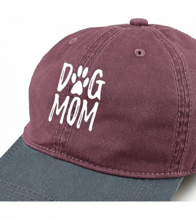 Baseball Caps Unisex Dog Mom Vintage Jeans Adjustable Baseball Cap Cotton Denim Dad Hat - Red and Dark Gray - CP18I5QDTYQ $12.10